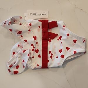 Janie & Jack Heart Print Swimsuit 6-12M